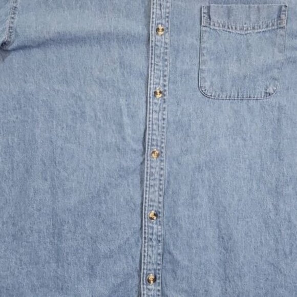 Port & Company SP11 Men's Short Sleeve Button Down Value Denim Shirt with Pocket - Picture 9 of 15